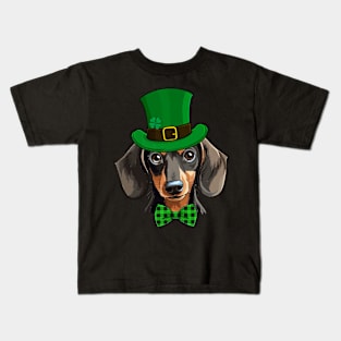 Dachshund Patricks Day Hat Funny St Patricks Day Boys Kids Kids T-Shirt